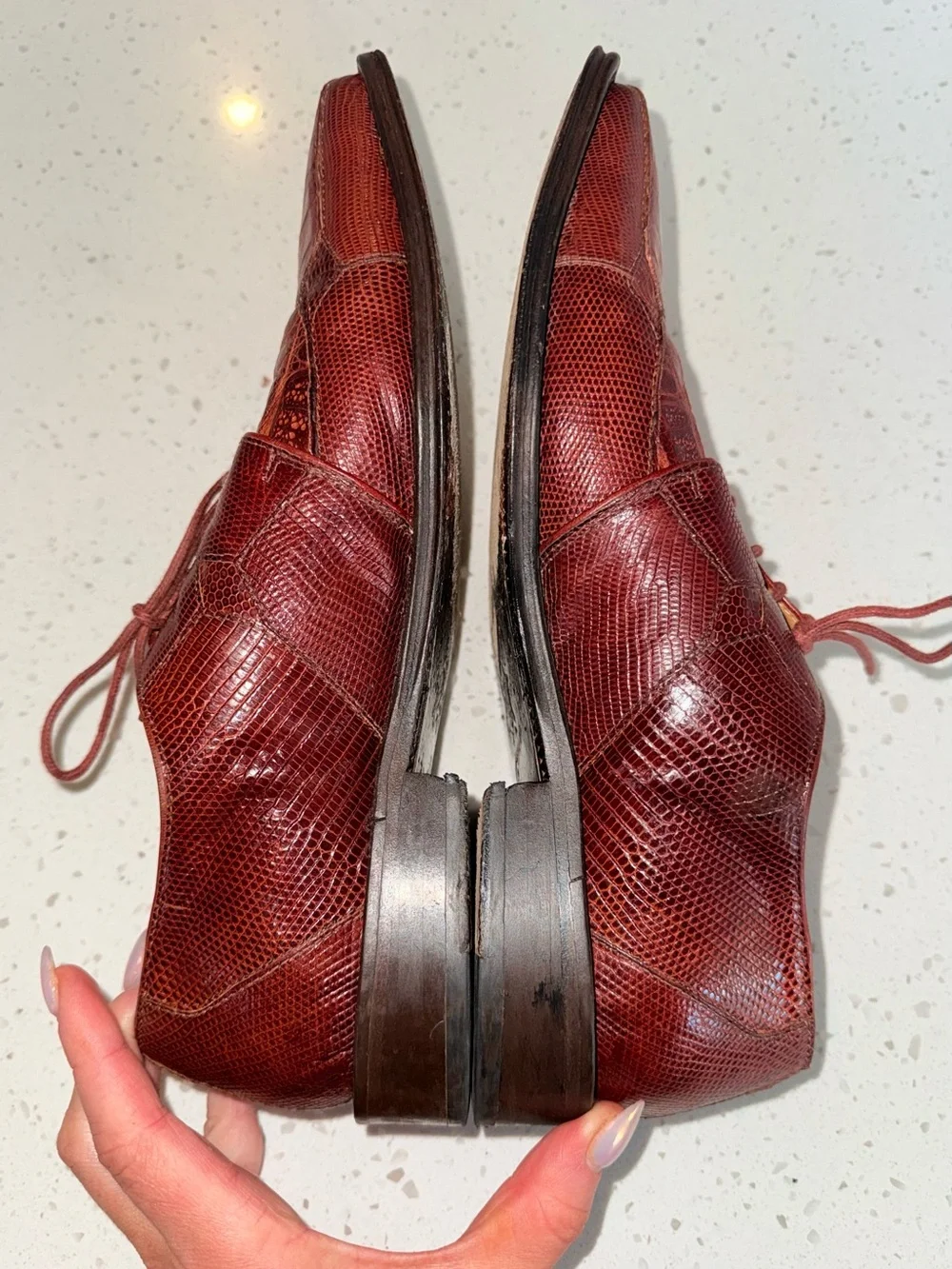 David Eden Genuine Croc Burgundy Leather Derby Shoes